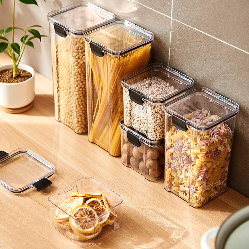 Airtight Food Storage Containers–BPA-Free Grain & Cereal Storage Set, Stackable Kitchen Pantry Organisers, Clear Plastic Containers