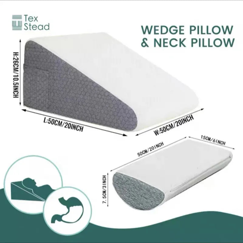 Triangle Support Pillow–Ergonomic Bed Backrest Cushion, Sponge Bed Wedge Pillow for Reading & Relaxing
