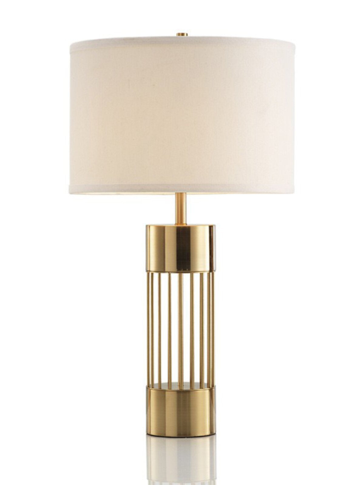 Nordic Copper Finish Table Lamp - Modern LED Bedside & Living Room Lamp with Fabric Shade