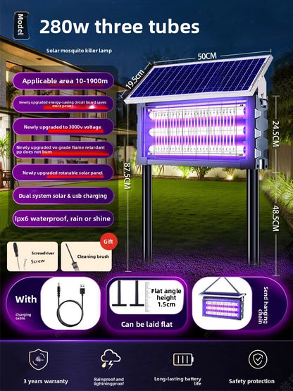 Solar Mosquito Killer Lamp - Outdoor Insect Zapper with Wall & Ground Mounting