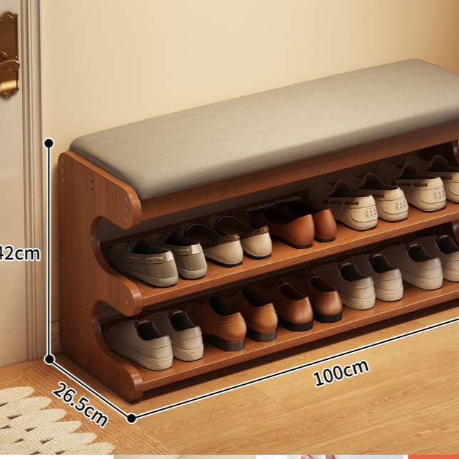 Bamboo Shoe Storage Bench with Seat - Flip-Top Entryway Shoe Organiser