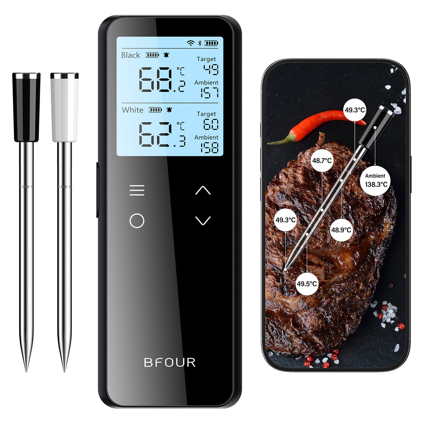 Smart Wireless Meat Thermometer–WiFi & Bluetooth BBQ Temperature Probe