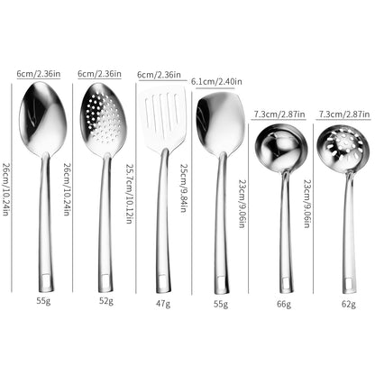 Stainless Steel Kitchen Utensil Set - 6 or 11 Piece Mirror Polished Cooking Tools with Square Handles