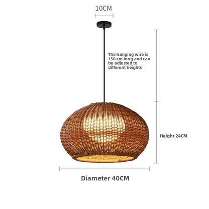 Outdoor Bamboo Rattan Pendant Light - Waterproof Japanese Style Garden Chandelier for Patio, Courtyard & Outdoor Dining