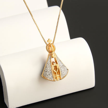 Double-Sided Madonna Zircon Necklace–Vintage Religious Pendant Necklace For Women