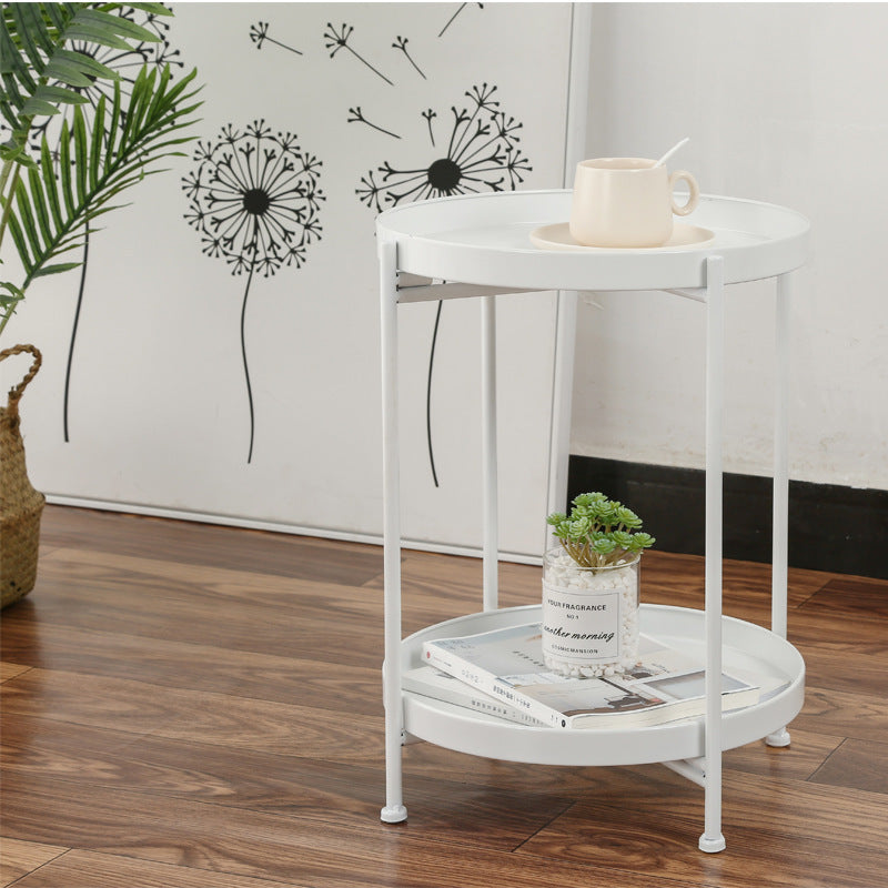 Nordic Metal Side Table–Modern Bedside Table, Living Room Accent Table & Small Storage Table
