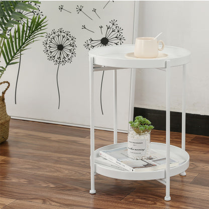 Nordic Metal Side Table–Modern Bedside Table, Living Room Accent Table & Small Storage Table