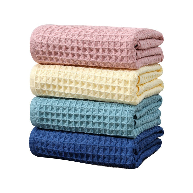 Cotton Waffle Bath Towel-Lightweight Quick Dry Waffle Weave Towel-Soft Absorbent Spa Bathroom Towel