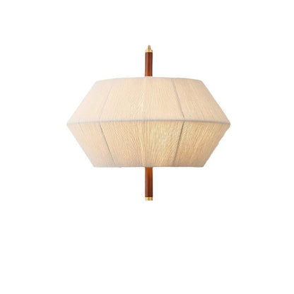 Japanese Wabi-Sabi Pendant Light - Natural Wood & Woven Fabric LED Ceiling Light for Dining Room & Living Room