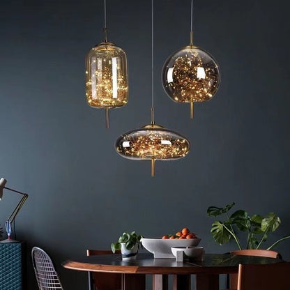 Nordic Glass Pendant Light–Modern Starry Sky LED Hanging Ceiling Light