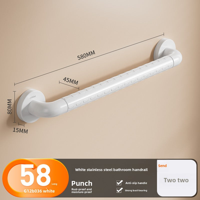 Stainless Steel Bathroom Grab Bar - Wall Mounted Safety Support Rail with Optional Luminous Ring