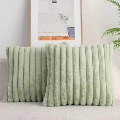 Plush Faux Fur Cushion Cover–Soft Rabbit Fur Pillowcase 45x45cm, Decorative Throw Pillow Cover for Home Décor
