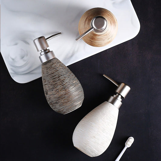 Ceramic Soap Dispenser Pump Bottle-Refillable Bathroom & Kitchen Lotion Dispenser-Luxury Shower Gel Container