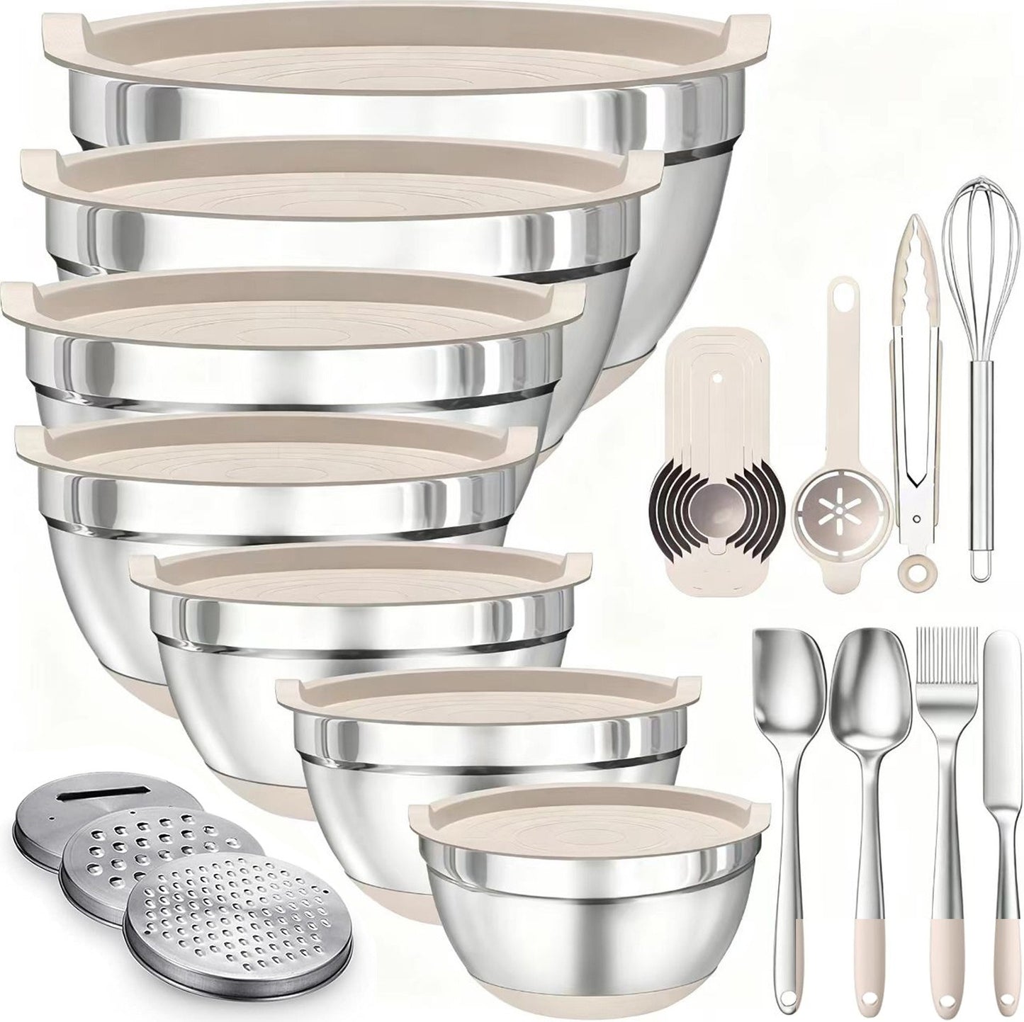 Premium Stainless Steel Mixing Bowl Set–Non-Slip Kitchen Prep Bowls with Lids