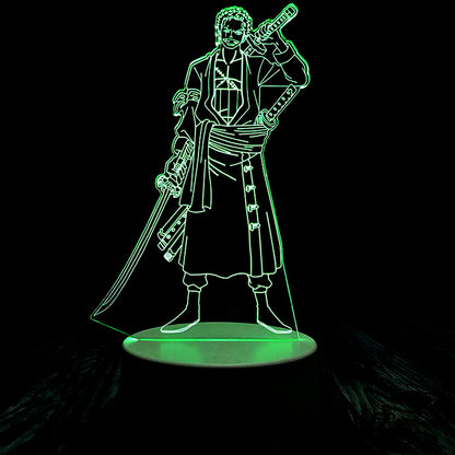 One Piece Zoro LED Night Light–Anime 3D Touch Control USB Bedside Lamp