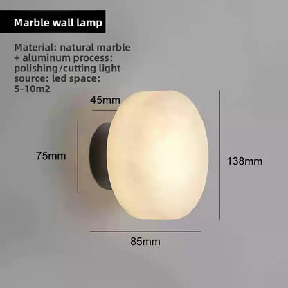 Natural Marble LED Wall Light - Italian-Inspired Round 3 Colour Bedside Wall Lamp