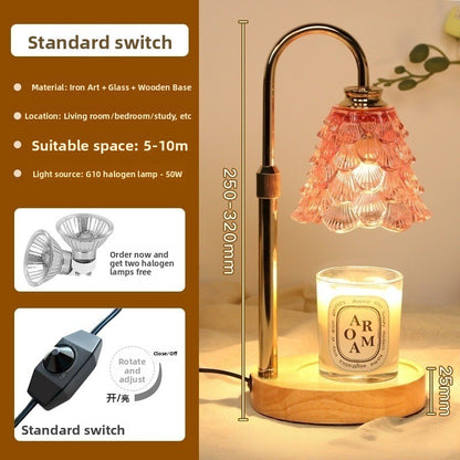 Candle Warmer Lamp - Adjustable Height Wax Melting Lamp with Timer & Glass Shade