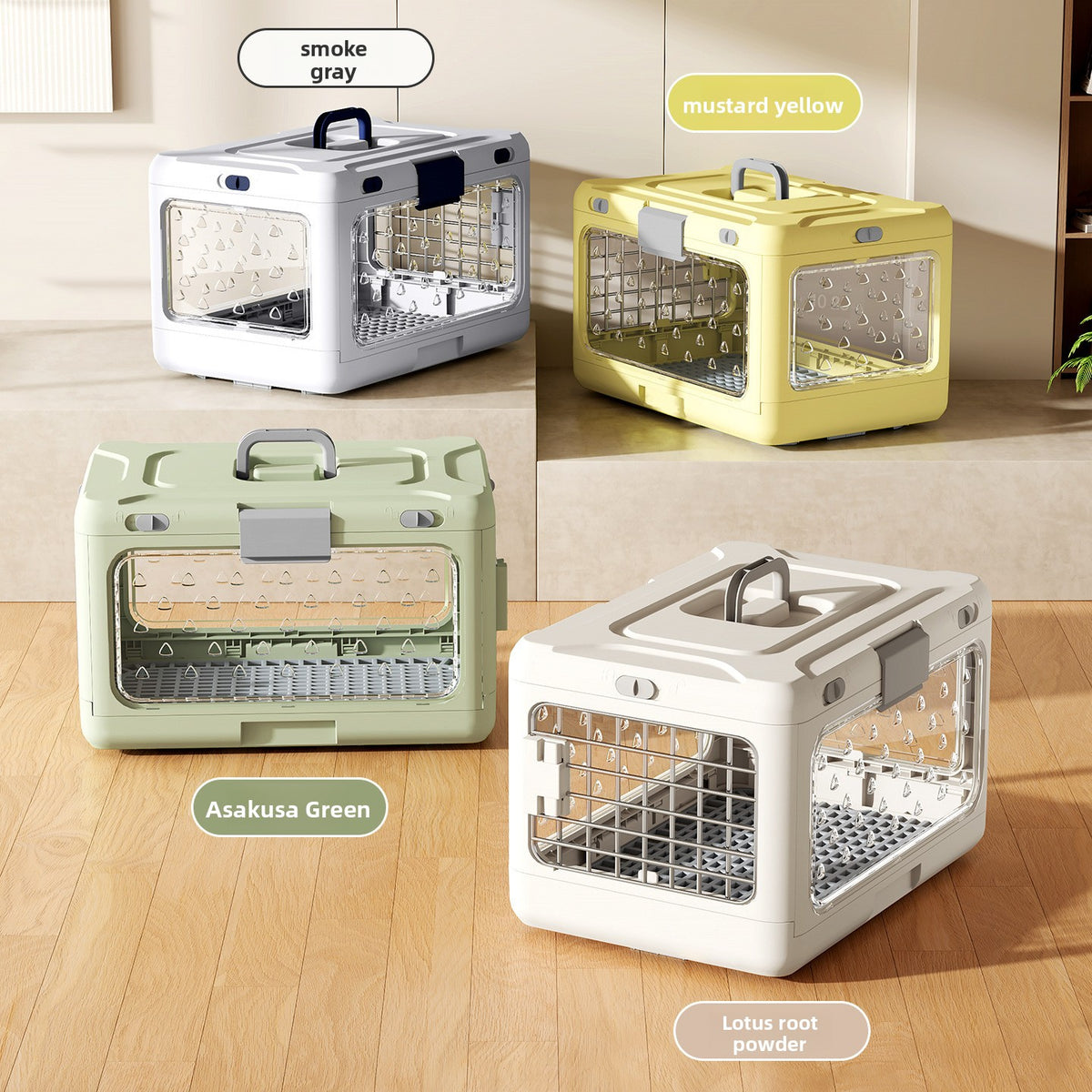 Foldable Pet Carrier Cage - Portable Travel Crate for Small to Medium Dogs & Cats