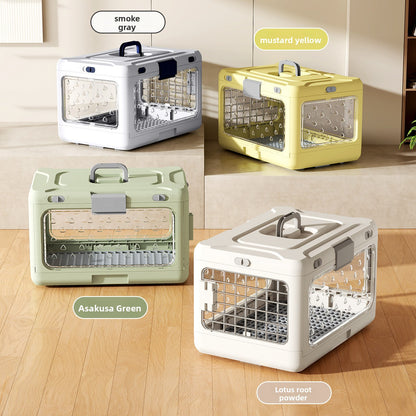 Foldable Pet Carrier Cage - Portable Travel Crate for Small to Medium Dogs & Cats