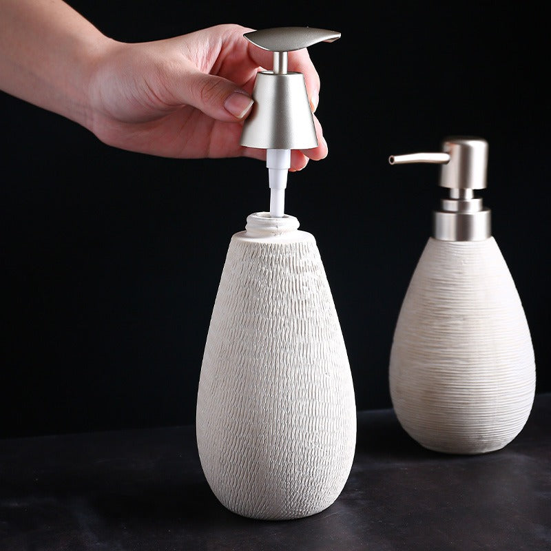 Ceramic Soap Dispenser Pump Bottle-Refillable Bathroom & Kitchen Lotion Dispenser-Luxury Shower Gel Container