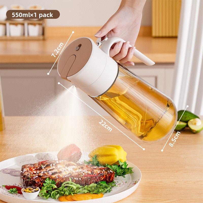 2-in-1 Glass Oil Sprayer & Pourer - 550ml Cooking Oil Dispenser Bottle