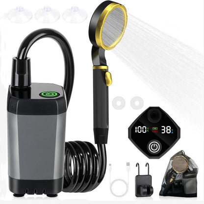Portable Rechargeable Camping Shower–High-Pressure Outdoor Shower With Digital Temperature Display