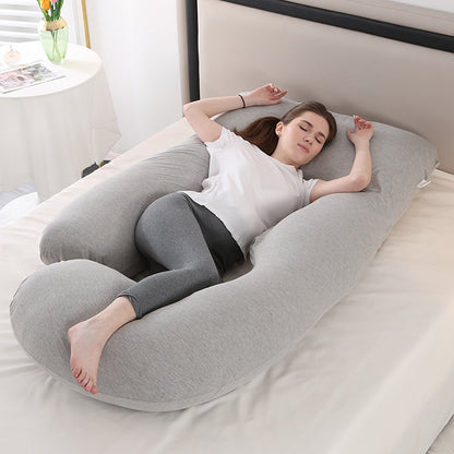 Cooling J-Shaped Pregnancy Pillow–Full Body Maternity Support Pillow With Detachable Arm Cushion