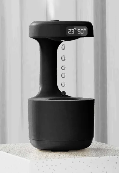 Anti-Gravity Humidifier with Clock & Aroma Diffuser–Silent Air Moisturiser for Home & Office