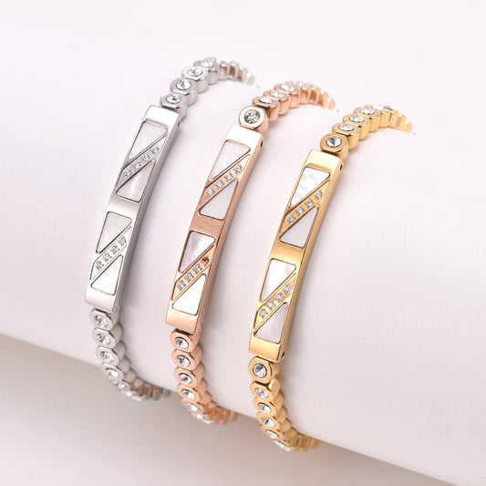Diamond Shell Bracelet–Titanium Steel Luxury Bracelet, Geometric Irregular Design Jewellery (Gold, Rose Gold & Steel)