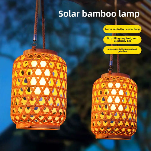 Solar Rattan Lantern Light–Waterproof Outdoor Solar Garden Hanging Lantern