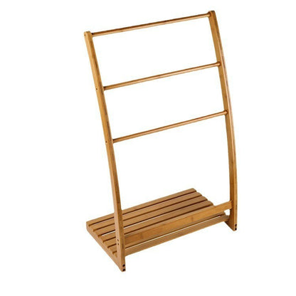3 Tier Bamboo Towel Rack - Foldable Freestanding Bathroom Towel & Clothes Stand