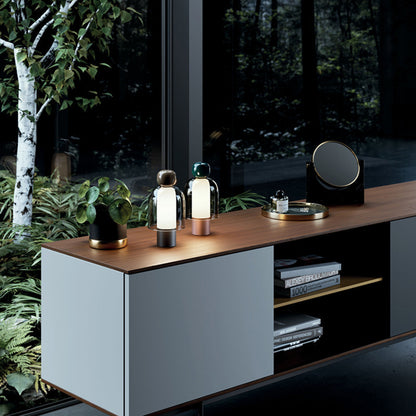 Rechargeable Glass Table Lamp - Dimmable Nordic Cordless LED Bedside & Dining Lamp