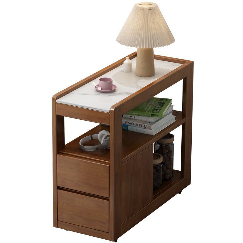 Solid Wood Mobile Side Table–Rolling Sofa Table, Bedside Table & Small Coffee Table