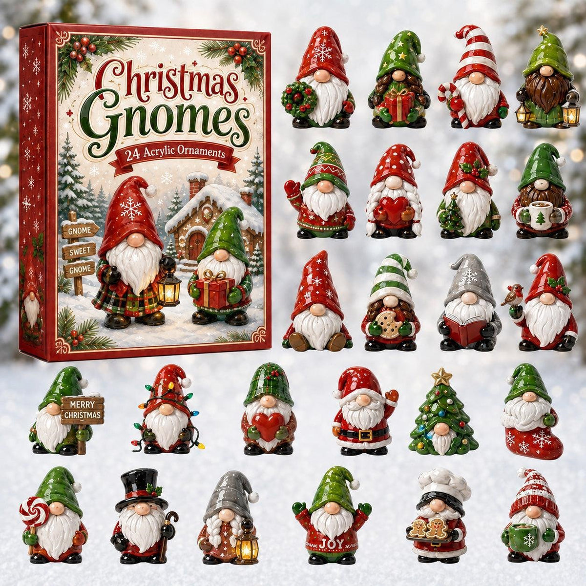 Christmas Acrylic Decorations Blind Box - 3mm Festive Santa, Gnome & Snowman Collectible Ornaments
