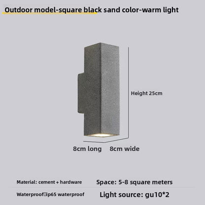 Cement Sandstone Outdoor Wall Light | Modern Waterproof Dual Head LED Exterior Wall Lamp