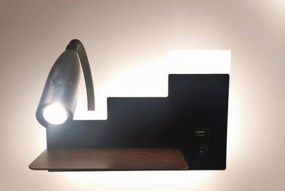 Modern Shaped LED Wall Reading Light with USB - Dimmable Bedside Wall Lamp