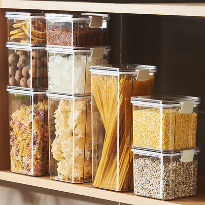 Airtight Food Storage Containers–BPA-Free Grain & Cereal Storage Set, Stackable Kitchen Pantry Organisers, Clear Plastic Containers
