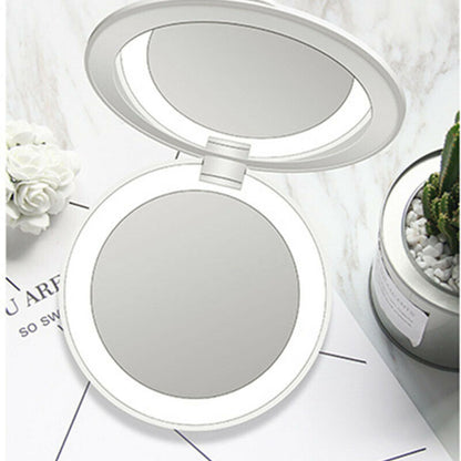Portable LED Makeup Mirror Power Bank–5X Magnifying Travel Vanity Mirror with USB Charging