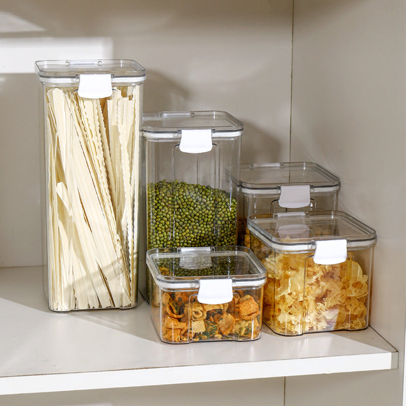 Airtight Storage Jar with White Lid–Stackable Kitchen Food Container, BPA-Free Grain, Snack & Tea Storage (460ml–1800ml)