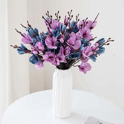 Artificial Magnolia Silk Flower Bouquet–Luxury Faux Floral Arrangement for Home & Wedding Décor