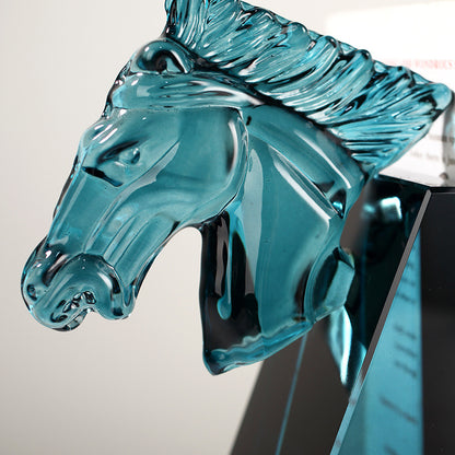 Crystal Horse Head Ornament–Modern Luxury Glass Sculpture For Home & Office Décor