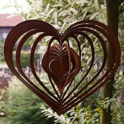 Heart Wind Spinner Garden Ornament–Decorative Metal Wind Spinner For Garden & Outdoor Décor