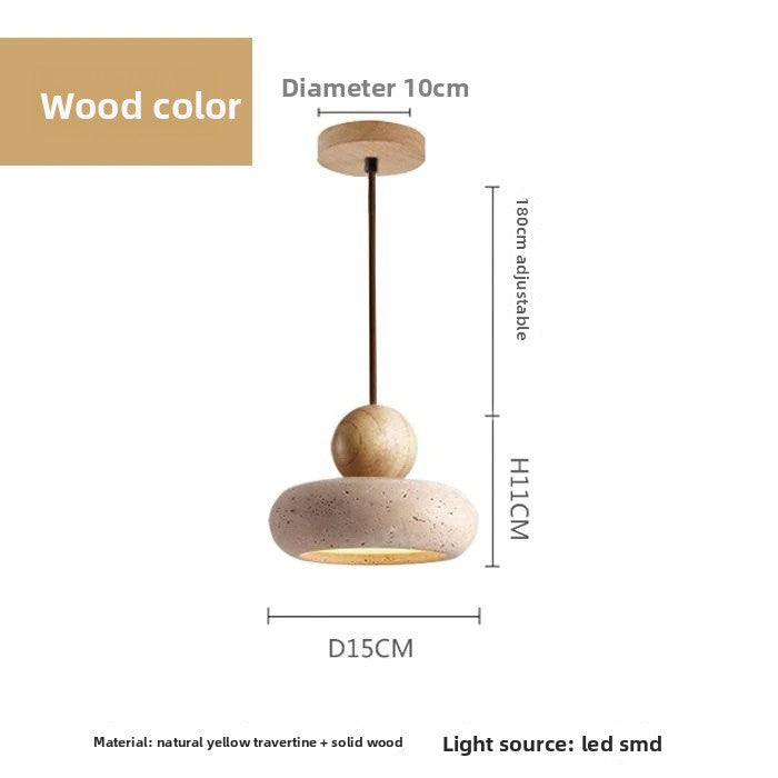 Japanese Travertine Hanging Pendant Light – Wabi-Sabi Stone LED Chandelier