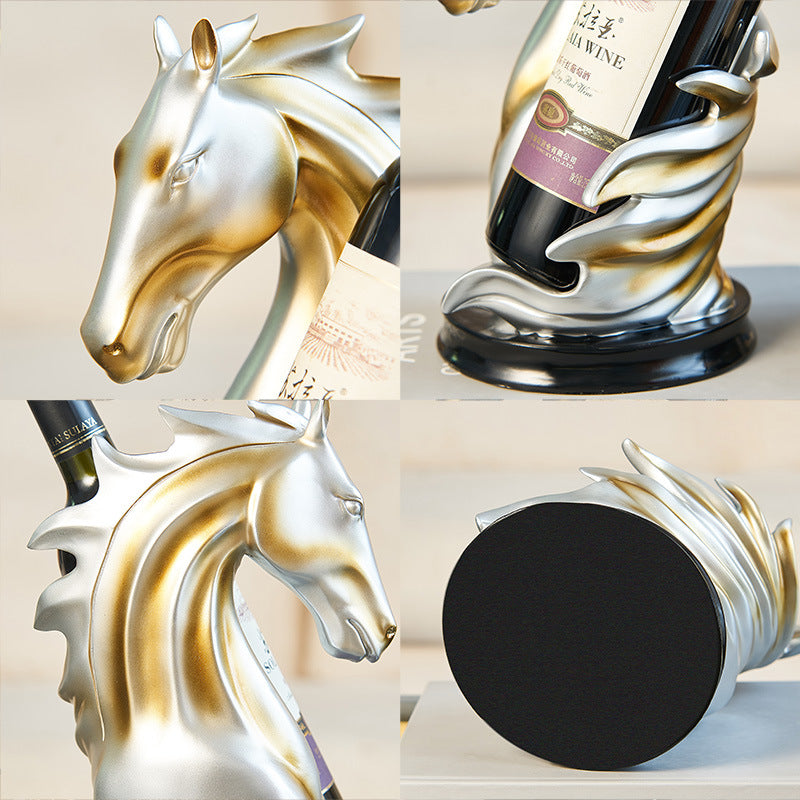 Luxury European Style Horse Head Wine Rack–Modern Resin Wine Bottle Holder & Home Décor Sculpture