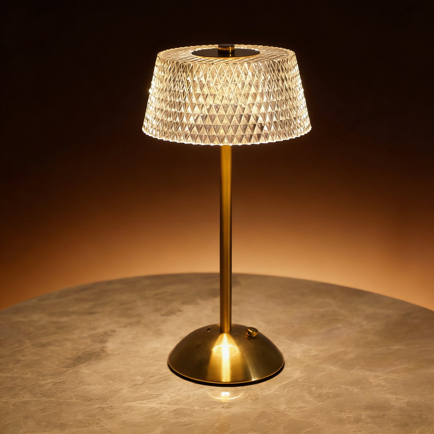 Rechargeable Crystal LED Table Lamp - Touch Control Cordless Bedside Night Light