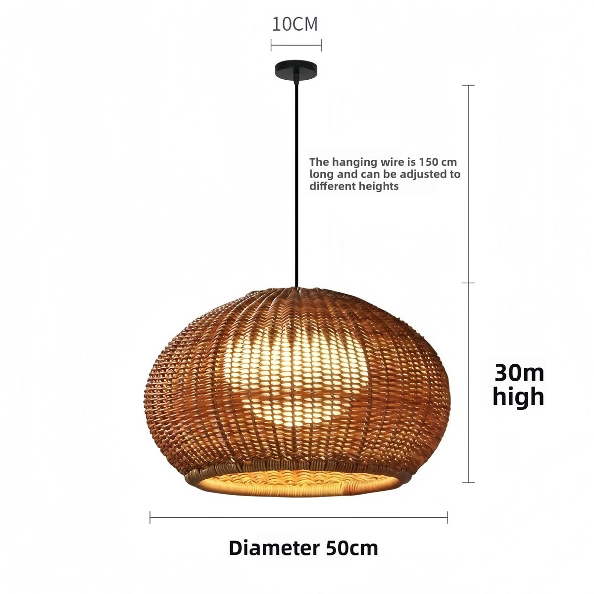 Outdoor Bamboo Rattan Pendant Light - Waterproof Japanese Style Garden Chandelier for Patio, Courtyard & Outdoor Dining