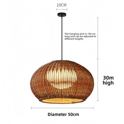 Outdoor Bamboo Rattan Pendant Light - Waterproof Japanese Style Garden Chandelier for Patio, Courtyard & Outdoor Dining
