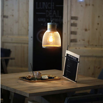 Industrial Style Cement Pendant Light - Vintage Iron Mesh Hanging Chandelier