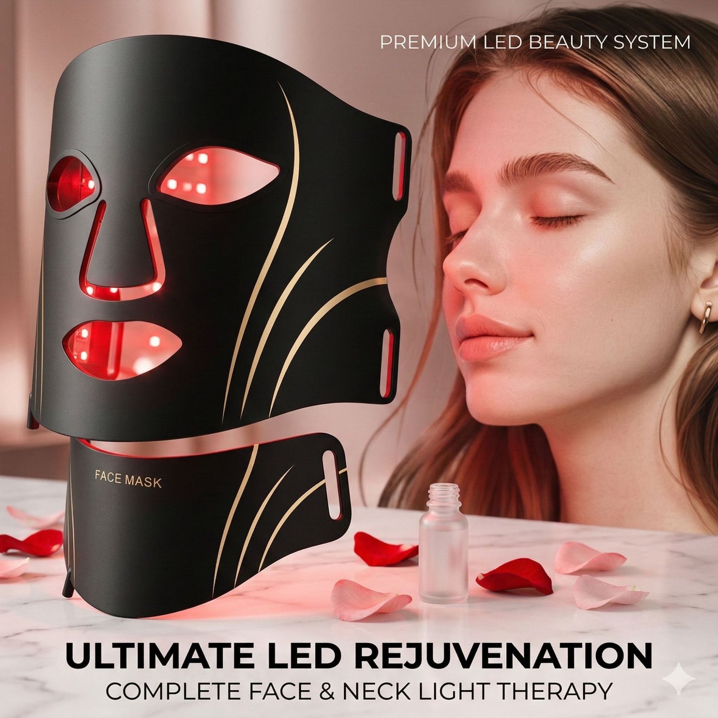 Premium LED Photon Therapy Face Mask–Rechargeable Silicone Light Therapy Mask