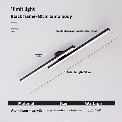 Modern Linear LED Ceiling Light - Dimmable Minimalist Ceiling Light for Living Room & Bedroom